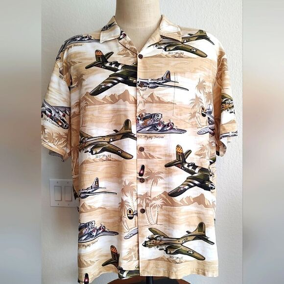 KALAHEO vintage Men's short sleeve shirt size XXL "Flying Fortress " - Picture 1 of 7